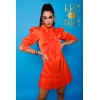 VESTIDO TACHAS PLISADO NARANJA