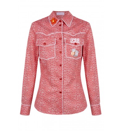 CAMISA RETRO FLORES ROJO BLANCO