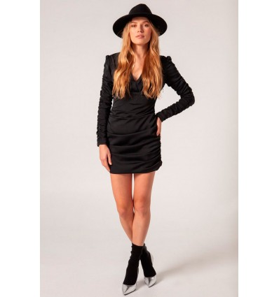 VESTIDO DRAPEADO ESCOTE TABLAS