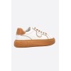 SNEAKER TUMBLED LEATHER WHITE/COGNAC