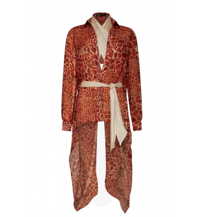 CAMISA BANDEAU ESTAMPADO JIRAFA