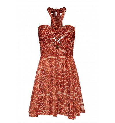 VESTIDO CORTO CUT OUT ESTAMPADO JIRAFA