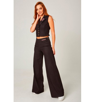 PANTALÓN PALAZZO DENIM NEGRO