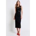 PENCIL MIDI DRESS WITH TULLE BLACK