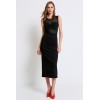 PENCIL MIDI DRESS WITH TULLE BLACK