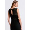 PENCIL MIDI DRESS WITH TULLE BLACK