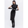 VESTIDO MIDI HOMBRERAS VANZ NEGRO