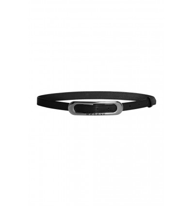 CINTURON PIEL NEGRO PLATA