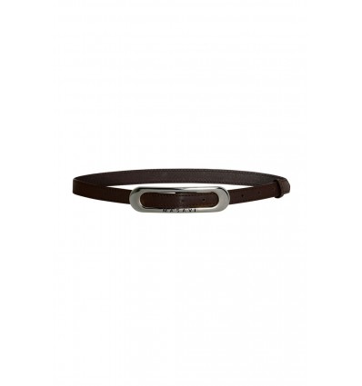 CINTURON PIEL MARRON PLATA
