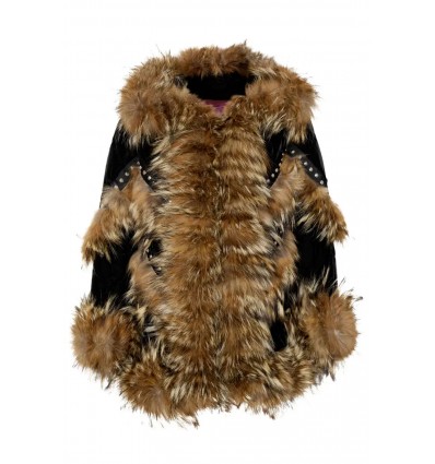 ABRIGO NEGRO TERCIOPELO TACHAS COYOTE