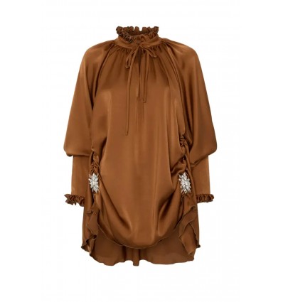 VESTIDO VOLANTES MARRÓN