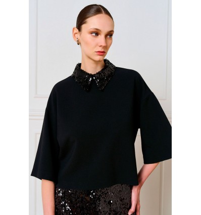 BLOUSE WITH A COLLAR BLACK