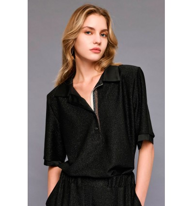 BLOUSE SHORT LUREX BLACK