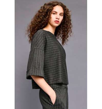 STRIPPED BLOUSE GREY